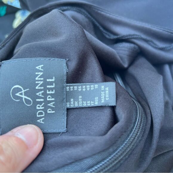 Adrianna Papell GUC Fitted Bodice Highwaist Embroidered Full Gown Dress Size 14W - Picture 6 of 7